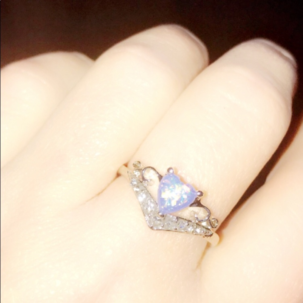 BRAND NEW .925S BLUE OPAL HEART RING - Picture 5 of 5